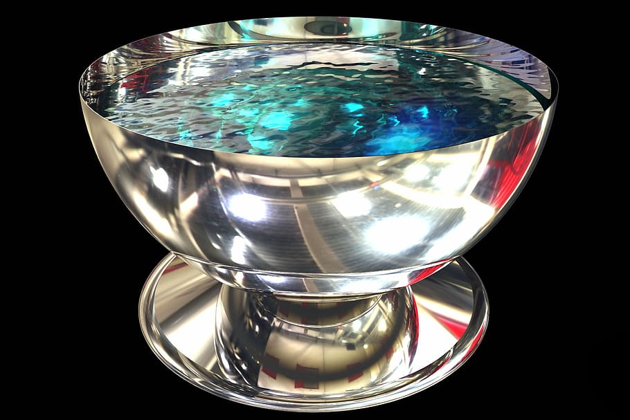 bowl, metal, dish, silver, metallic, silverware, shiny, dishware, HD wallpaper