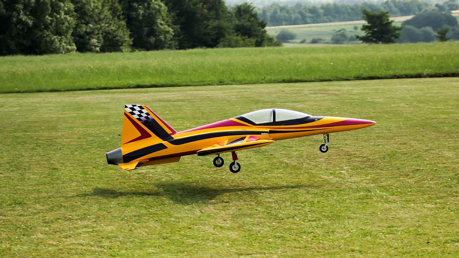 Model, Flight, Jet, Turbine, model flight, model airplane, grass HD wallpaper