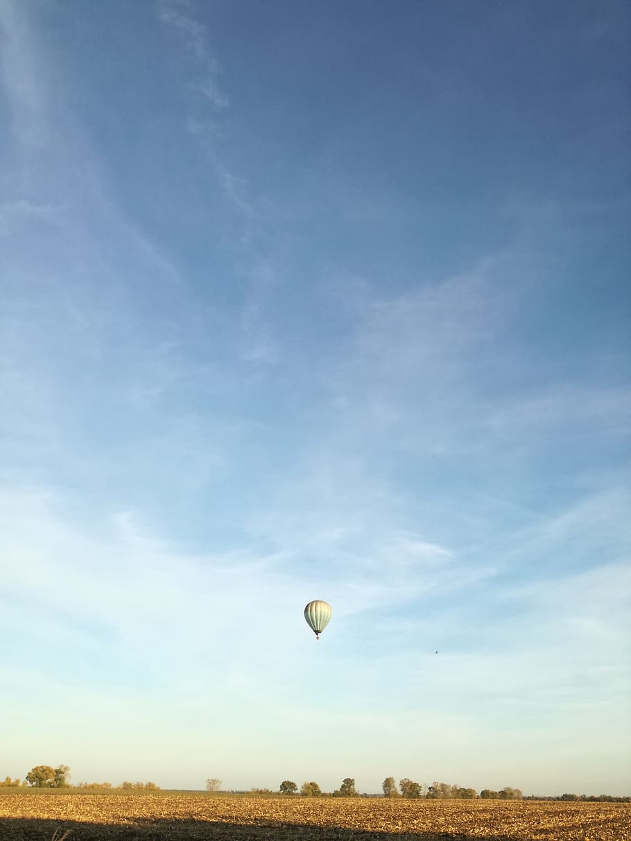 white hot air balloon, landscape, ballon, background, red, baloon, HD wallpaper