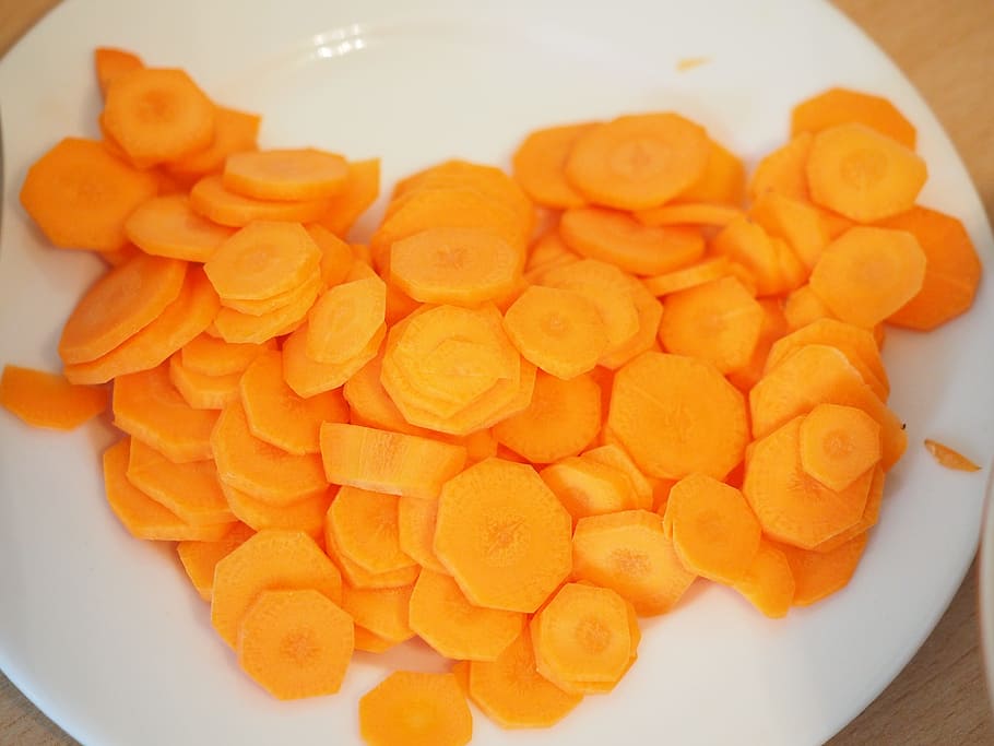 chips on white plate, Carrots, Cut, Vegetables, Kitchen, ingredient HD wallpaper