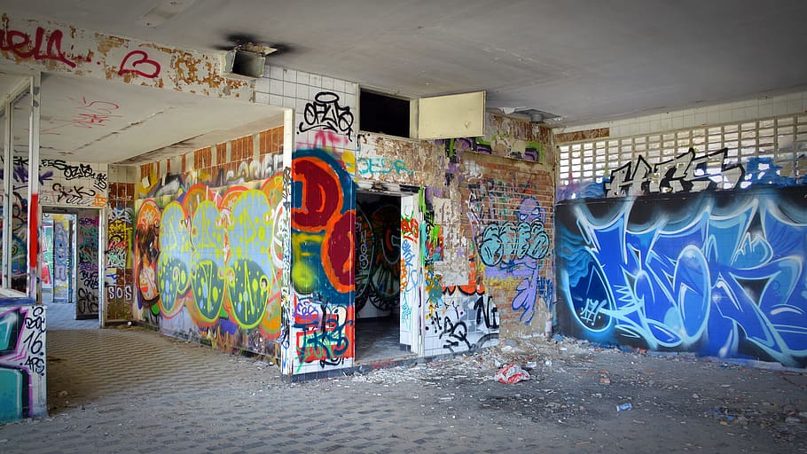 Lost, Ruin, Graffiti, lost places, industrial building, leave, HD wallpaper