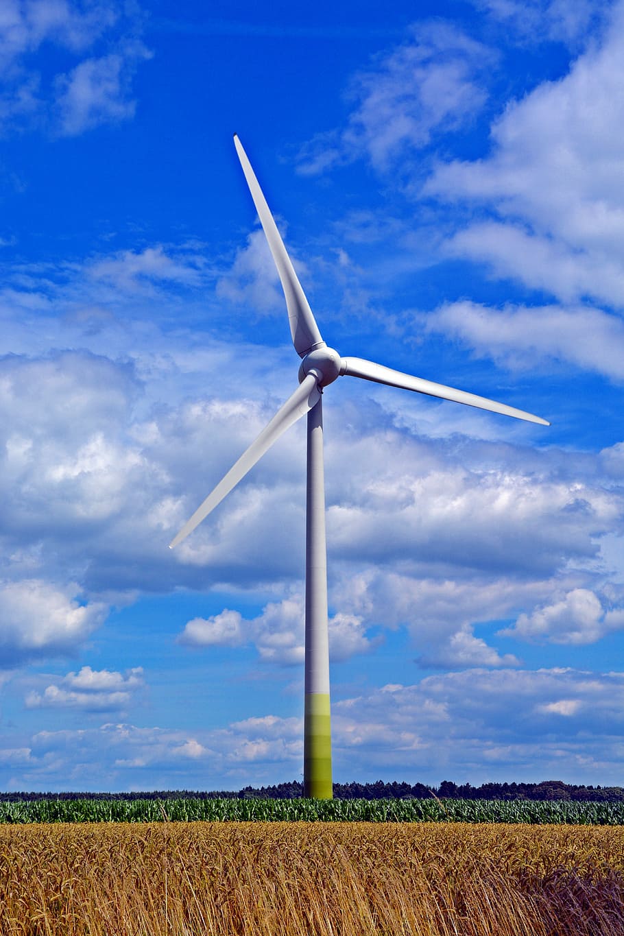 sky, clouds, pinwheel, wind power, wind energy, landscape, nature HD wallpaper