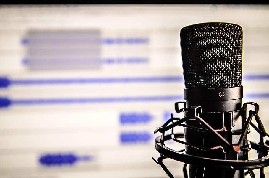 black microphone condenser, audio, computer, sound recording HD wallpaper