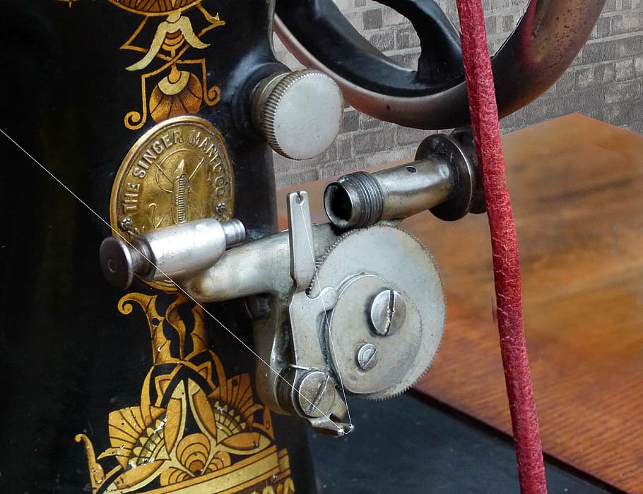 sewing machine, antique bobbin winder, 1890, singer, vibrating shuttle, HD wallpaper