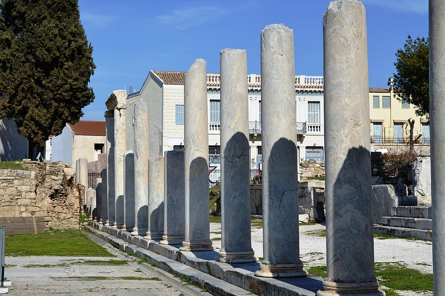 grace, athens, columns, architecture, history, built structure HD wallpaper
