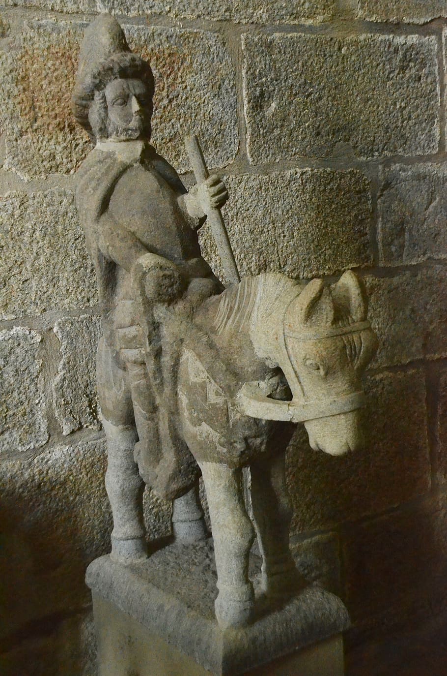 image, statue, stone, horse, rider, church, faith, religion HD wallpaper