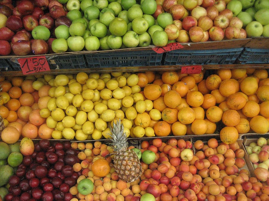 fruit, lemon, citrus, pineapple, vitamins, market, fruits, sell HD wallpaper
