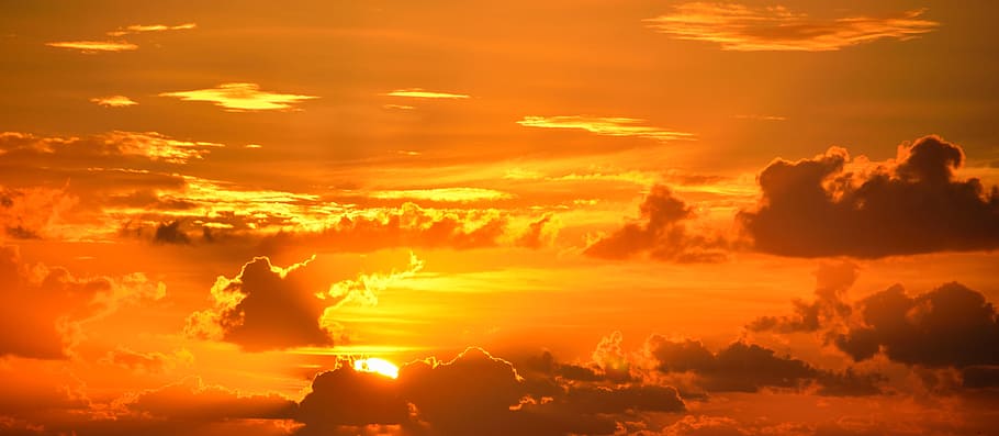 sunset photography, vibrant, color, sunrise, orange, majestic, HD wallpaper