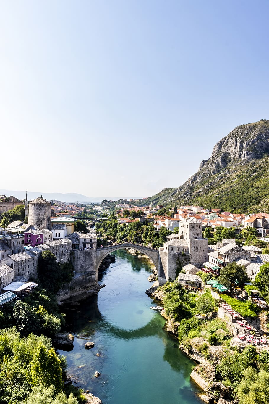 bosnia and herzegovina, mostar, bridge, river, unesco, neretva