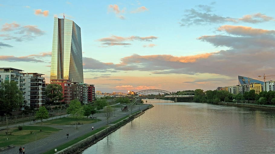 ecb, frankfurt, european central bank, skyscraper, main metropolis, HD wallpaper
