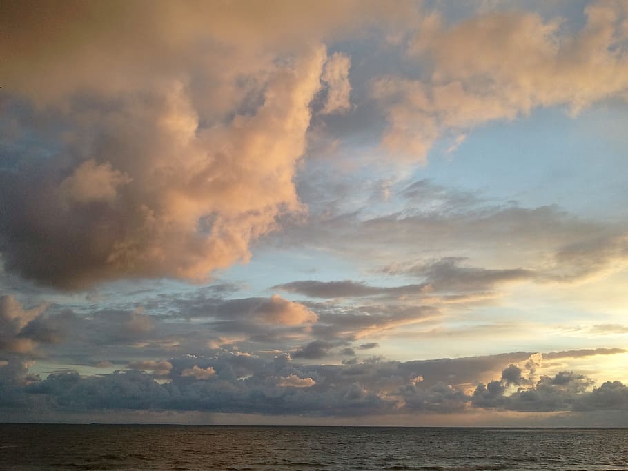 sunset, sea, clouds, beach, evening sky, nature, cloud - Sky HD wallpaper