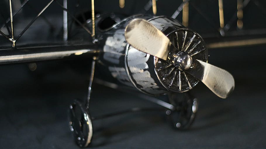 gray propeller plane die-cast model, biplane, airplane, toy HD wallpaper