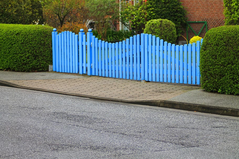Goal, Garden, Gate, Fence, Hedge, garden gate, blue, rest, mood, HD wallpaper