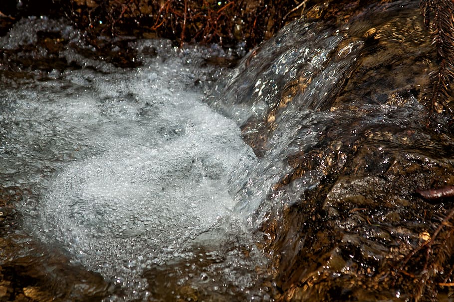 water, source, nature, bubble, bach, green, river, frisch, winter HD wallpaper