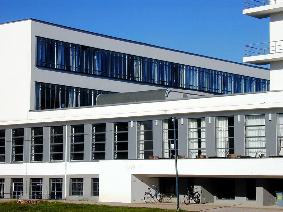 Bauhaus, Dessau, Architecture, Building, sky, blue, germany, HD wallpaper