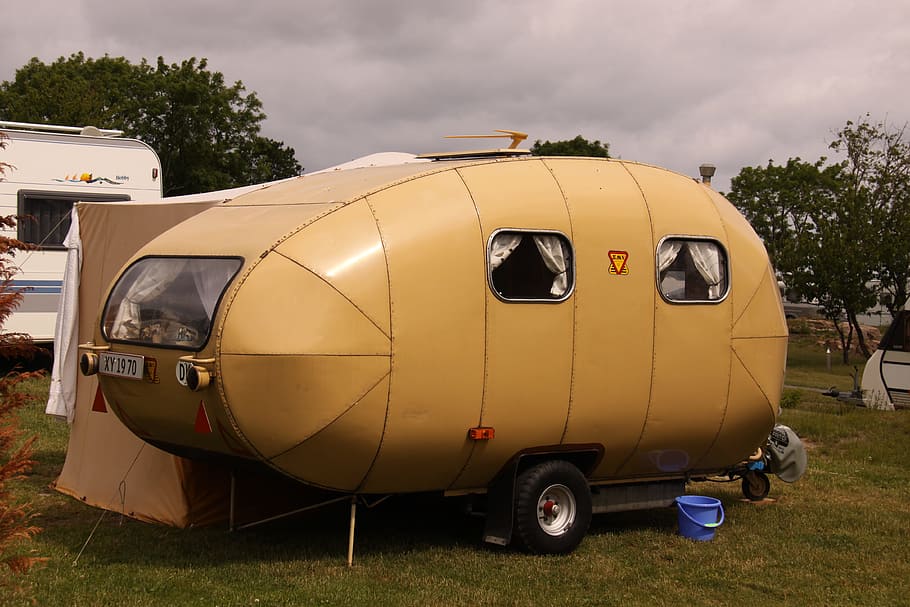 camping, wagon, holiday, mode of transportation, cloud - sky HD wallpaper