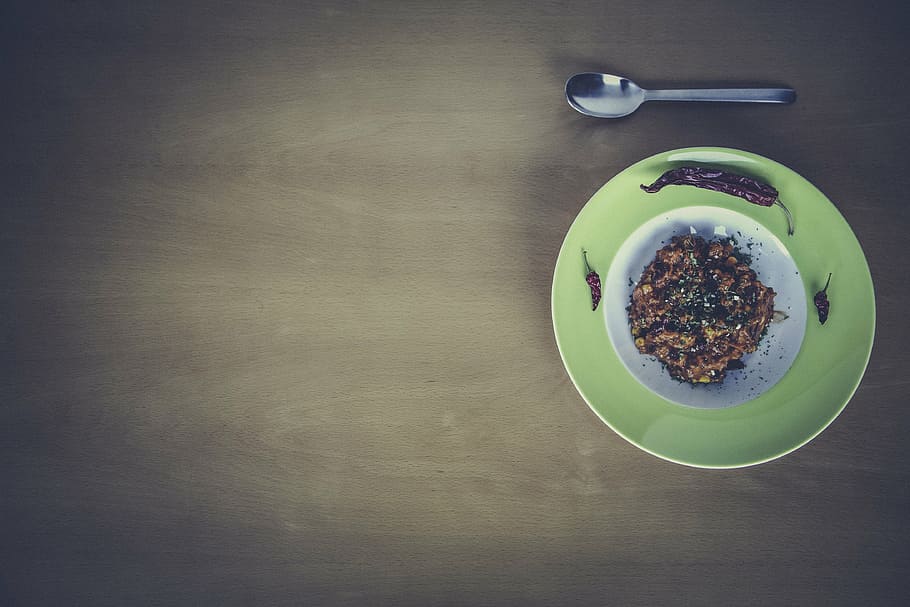 chilies, dish, food, herbs, spices, spicy, spoon, food and drink HD wallpaper