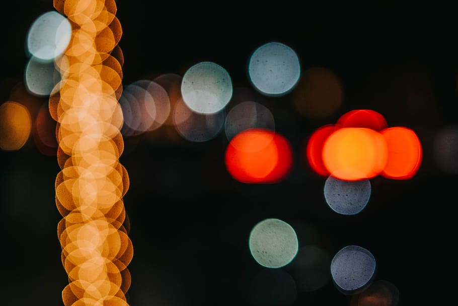 Lights on trees, bokeh photography during night time, orange HD wallpaper