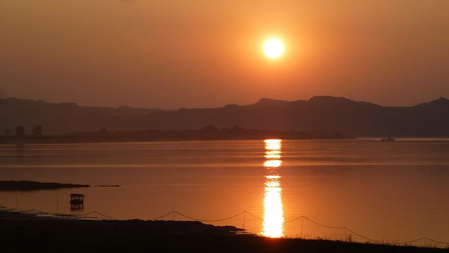Myanmar, River, Sunset, Outdoors, sky, scenic, tranquil, weather HD wallpaper
