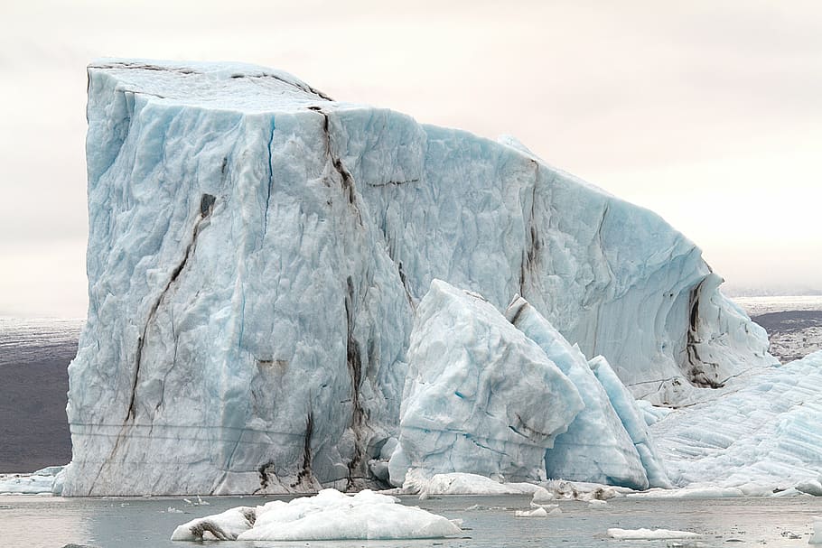 iceberg during daytime, iceland, driving iceberg, steam, glacier, HD wallpaper
