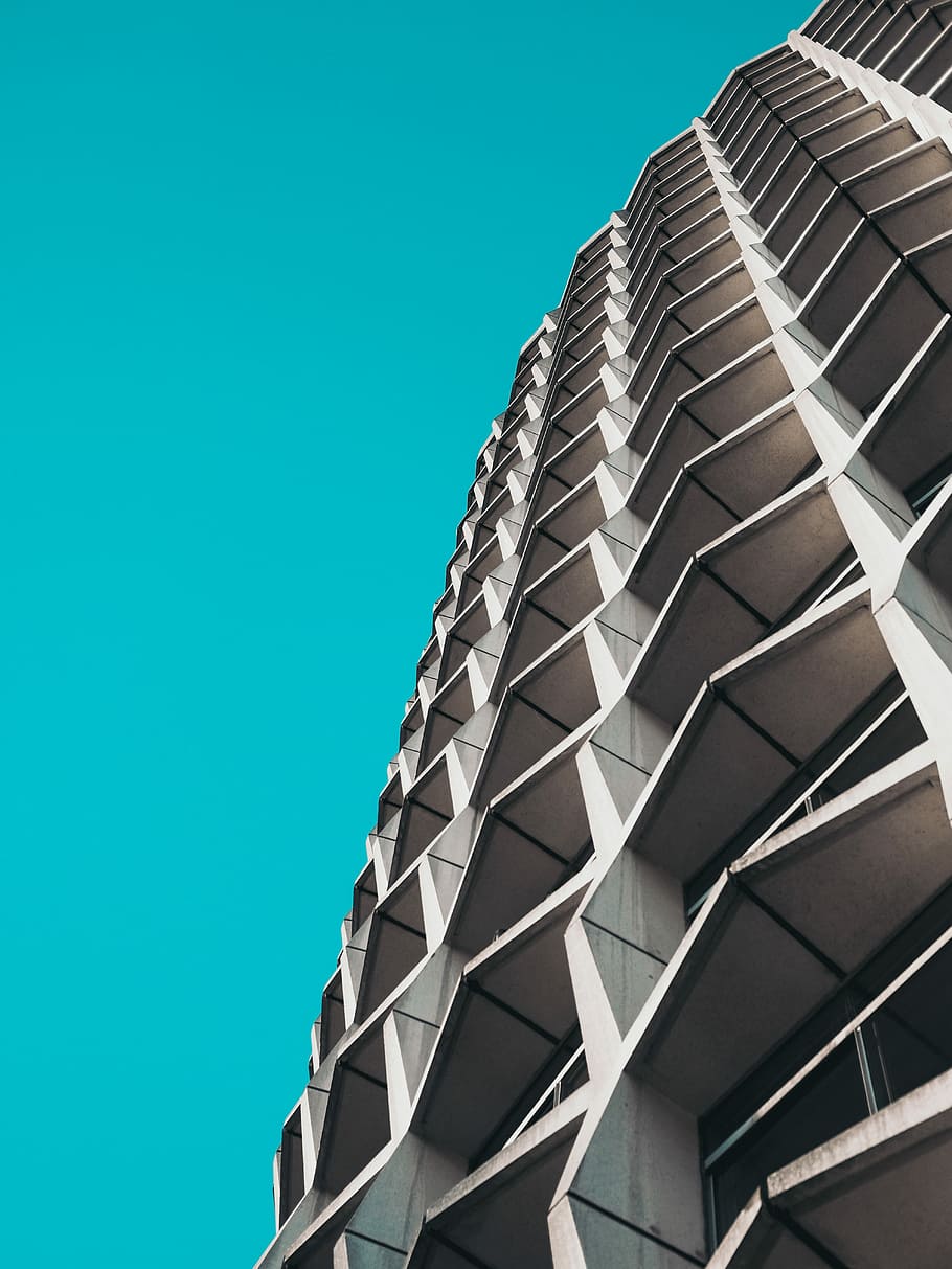 low-angle photography of high-rise building, low-angle photography of white concrete building HD wallpaper