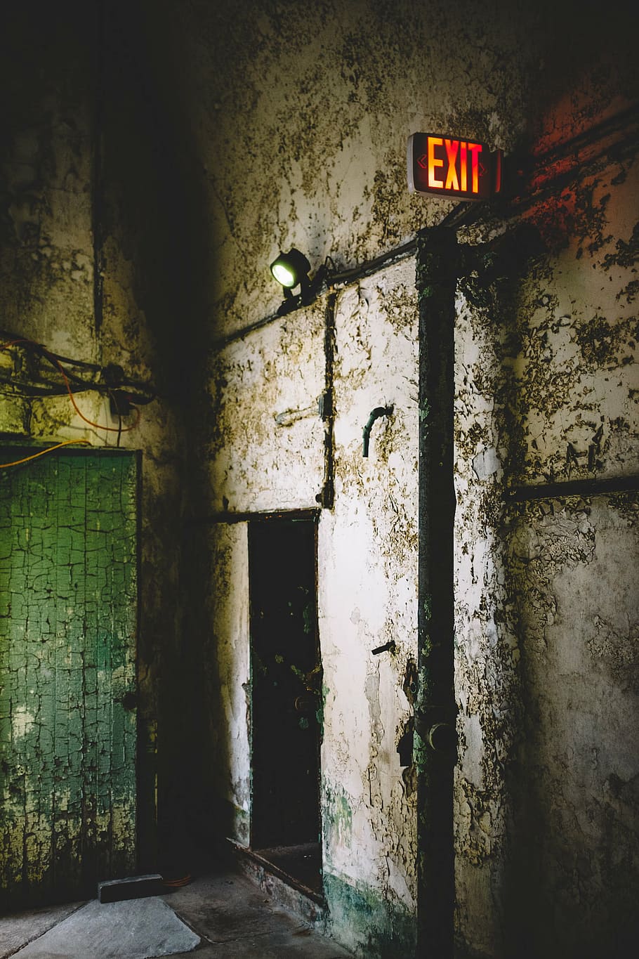 exit lighted signage on wall, architecture, building, infrastructure HD wallpaper