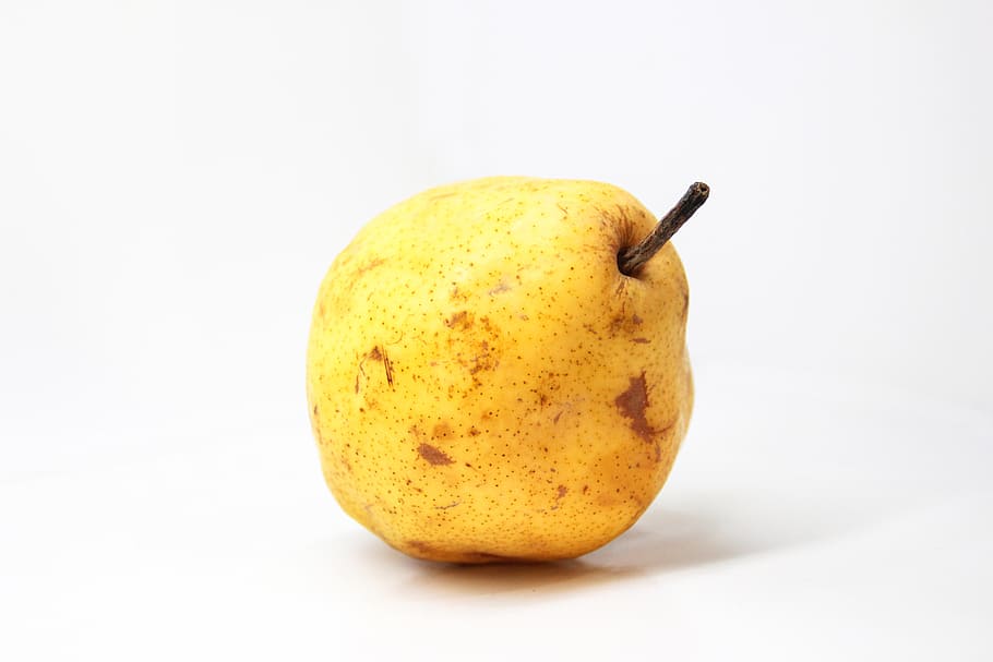 yellow pear, fruit, eat, food, white background, image, healthy eating HD wallpaper