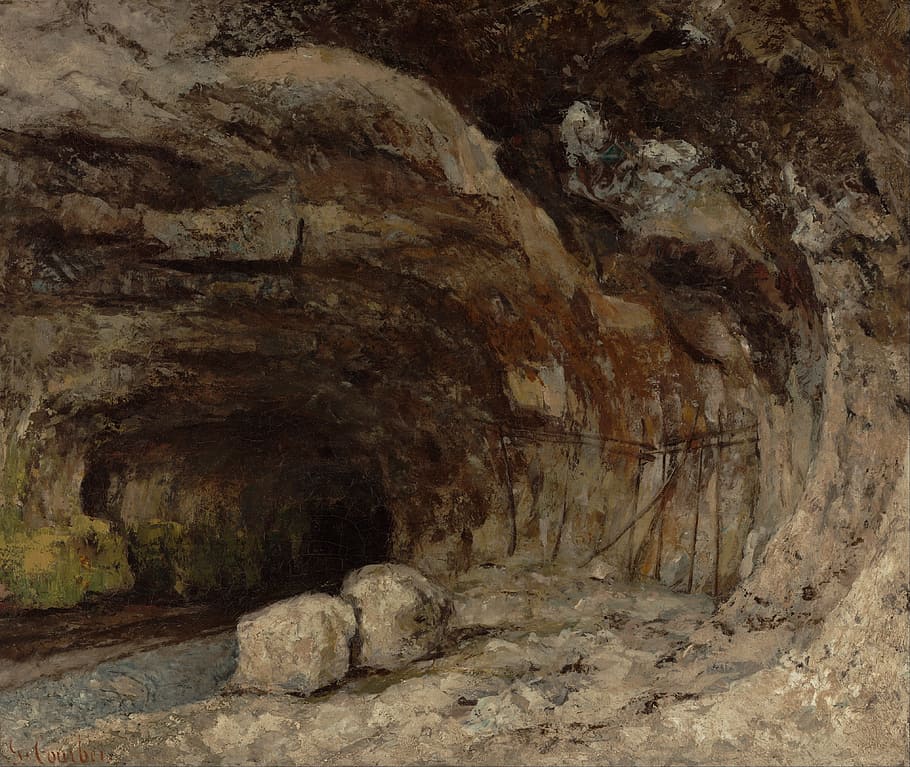 brown cave painting, Gustave Courbet, art, oil on canvas, france