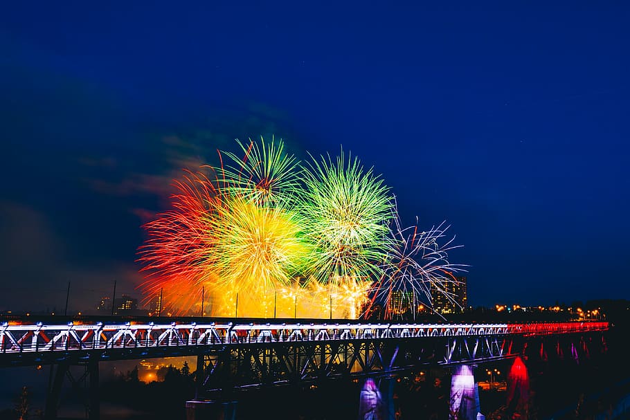 Canada 150 Fireworks, fireworks display, lights, color, colour, HD wallpaper