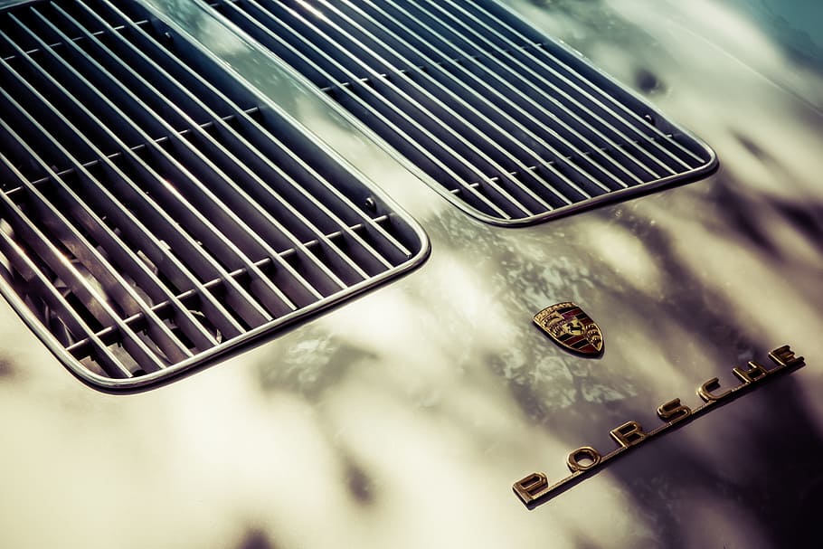 gray Porsche hood in close-up photo, antique, car, classic HD wallpaper
