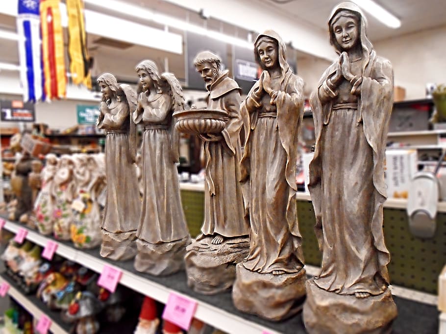 Statue, Catholic, Virgin, Saint, Angel, sculpture, holy, religious HD wallpaper