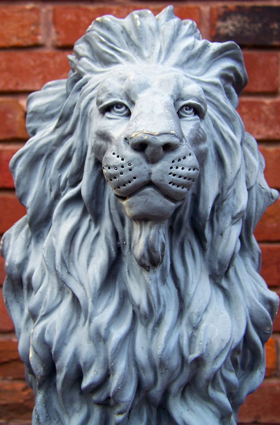 close-up photography of gray lion statue, figure, stone, animal HD wallpaper