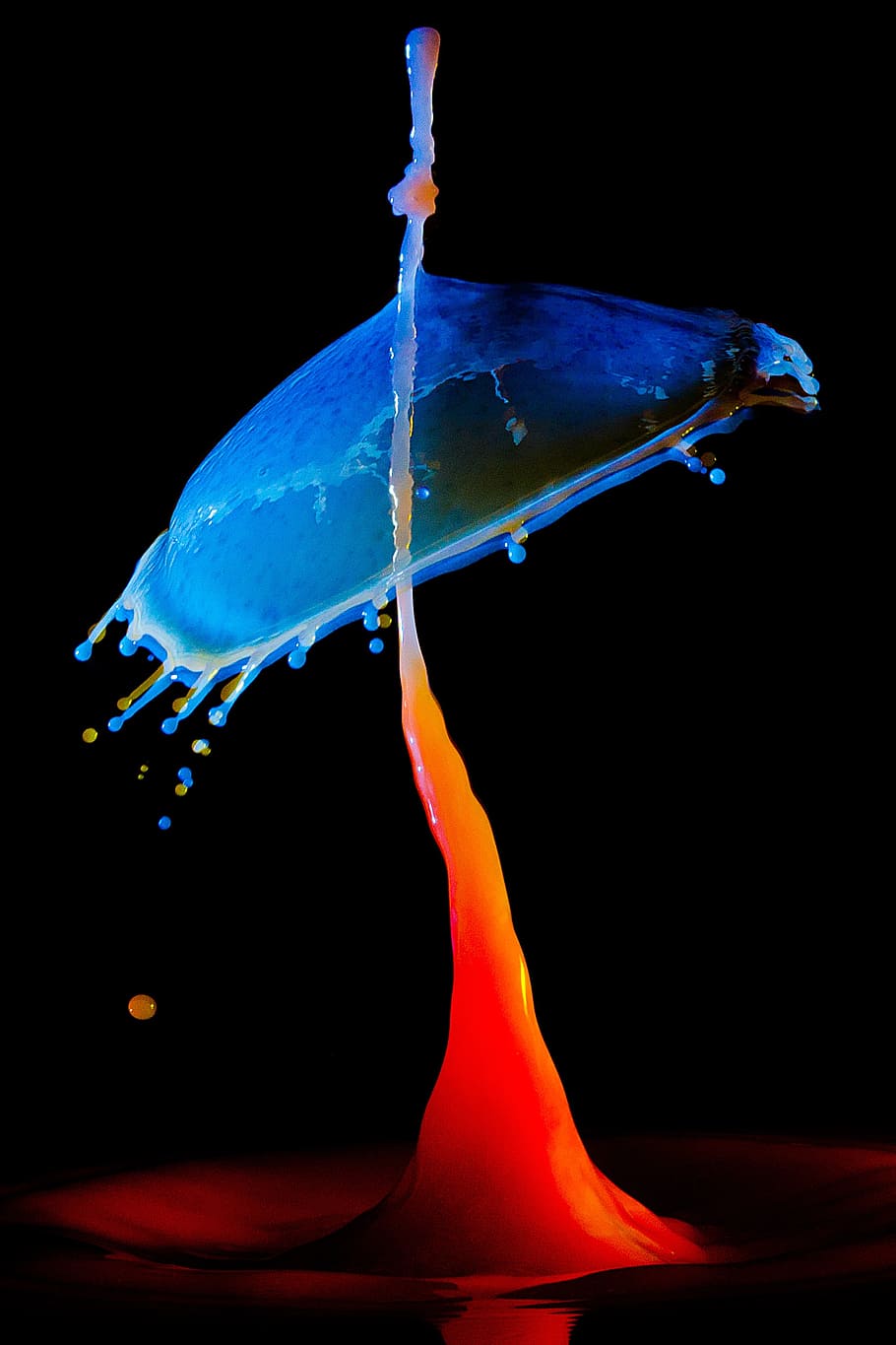 water, drops, studio, droplets, studio shot, close-up, blue HD wallpaper