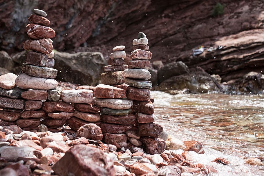 rocks, stone, river, water, religion, architecture, solid, belief HD wallpaper