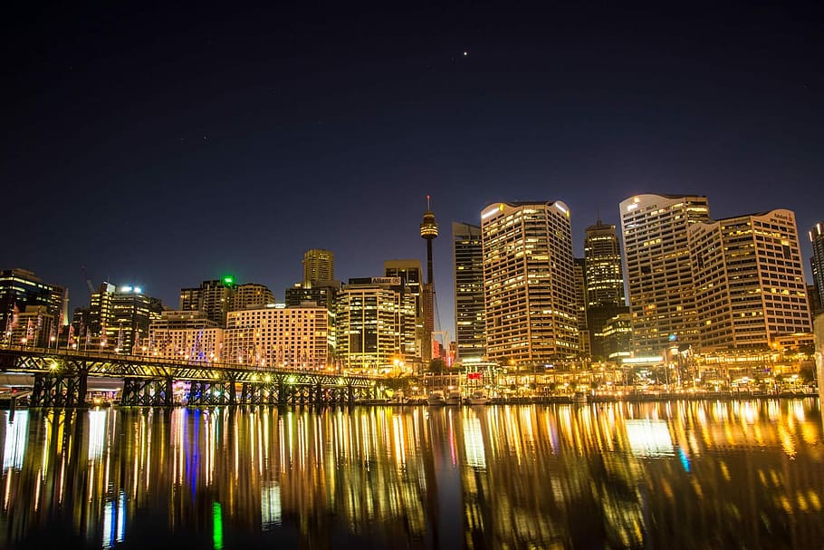 Skyline of Sydney from Darling Harbor in New South Wales, Australia, HD wallpaper