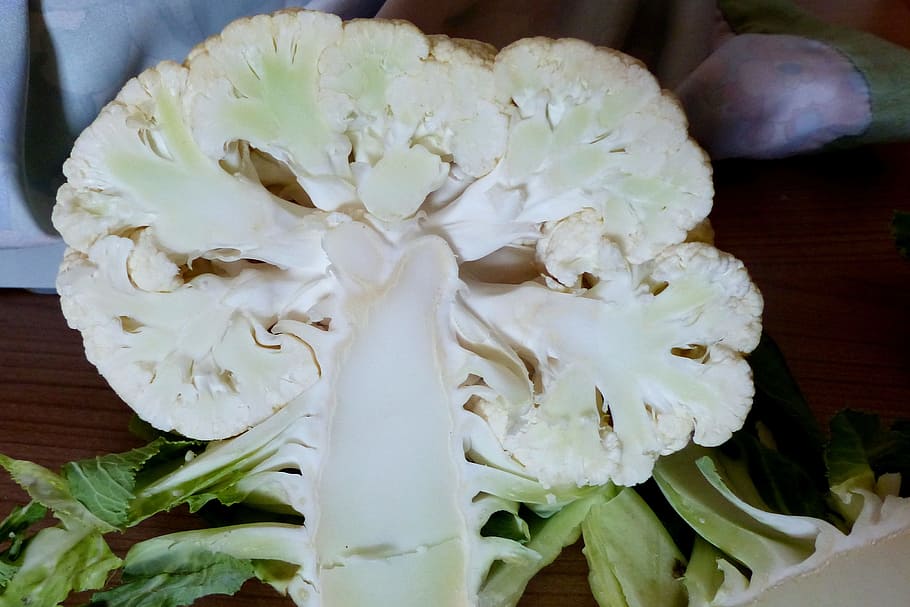 cauliflower, sliced, cabbage varieties, vegetables, food, market fresh vegetables