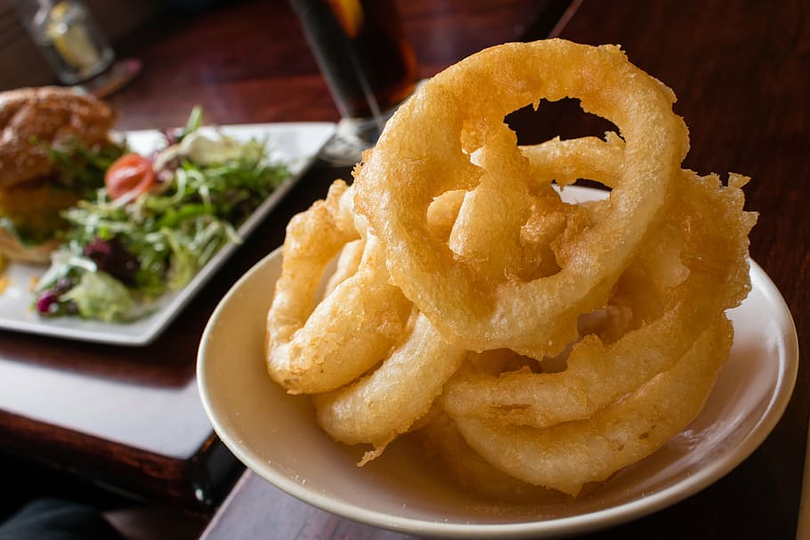 onion rings, food, fried, fast, meal, snack, unhealthy, junk, HD wallpaper