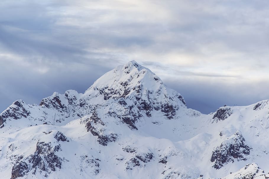 snow covered mountain, peak, summit, high, snowy, nature, winter HD wallpaper