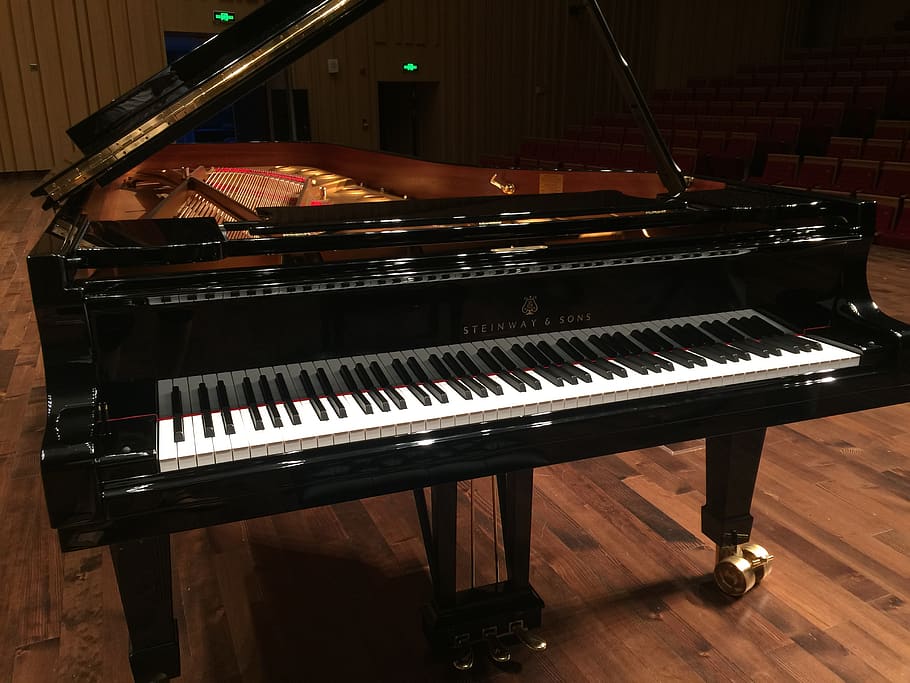 changsha concert hall, stage, steinway piano, musical equipment, HD wallpaper