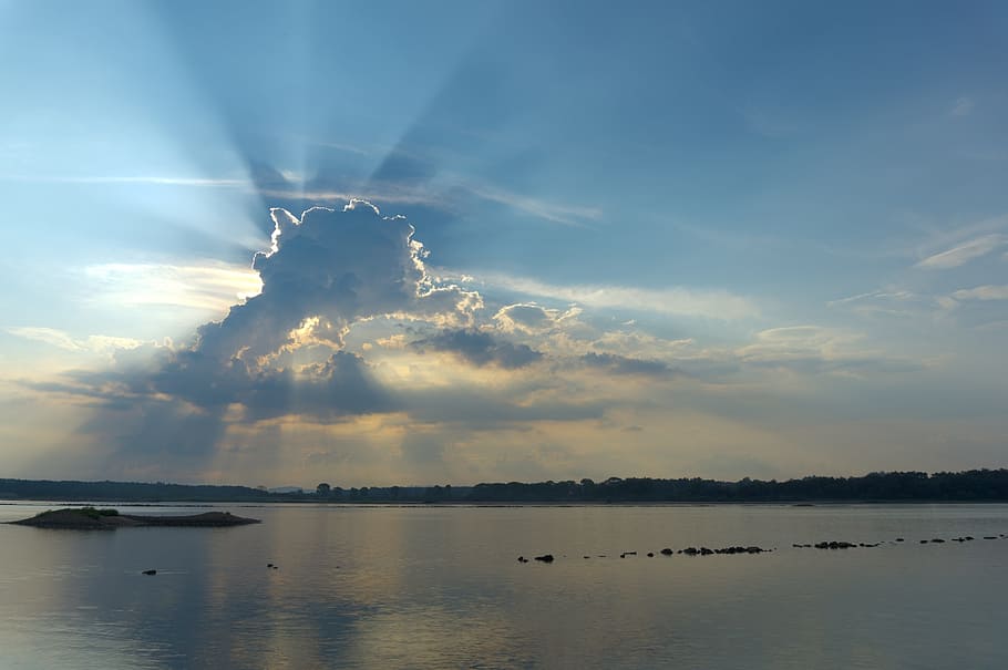 cloud, sun, jiang, water, sky, cloud - sky, scenics - nature HD wallpaper