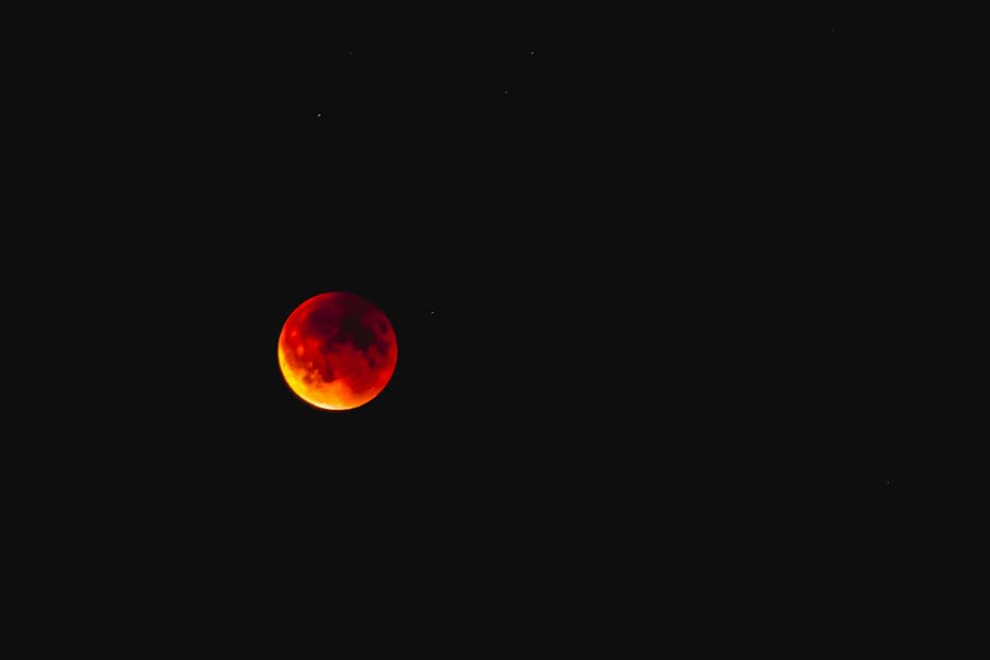 full red blood moon, sky, dark, creepy, astronomy, no people, HD wallpaper