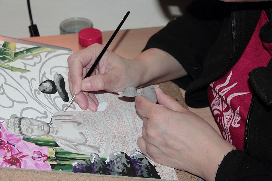 painter, painting, brush, draw, person, human, artist, color HD wallpaper