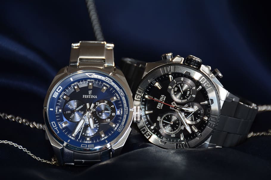 Watch, Festina, Luxury, Blue, Black, time, accuracy, wristwatch, HD wallpaper