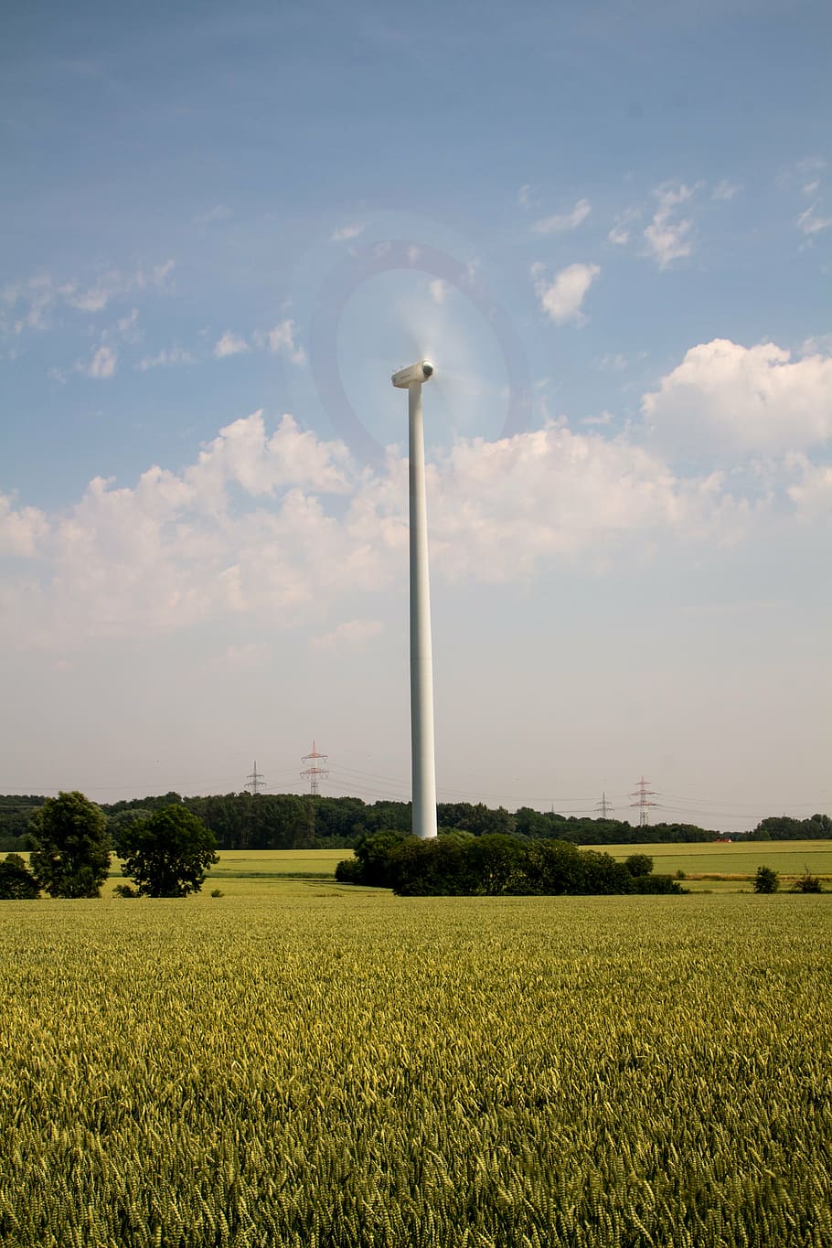 pinwheel, technology, power generation, sky, rotor blades, clouds HD wallpaper