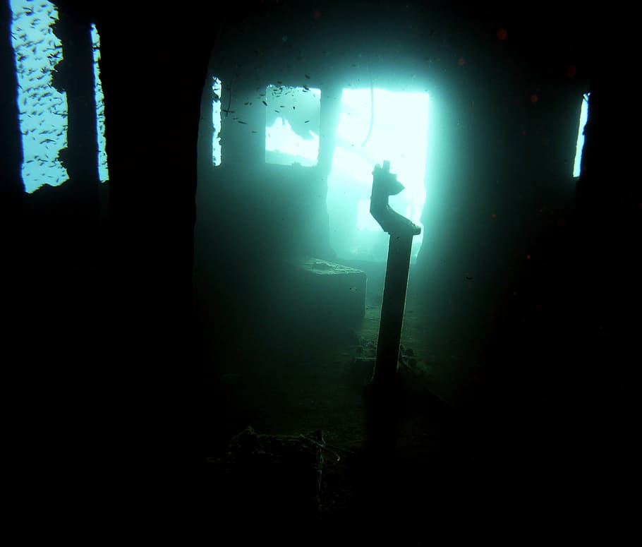 diving, wreck, underwater, sea, bridge, setting, mystical, ship HD wallpaper