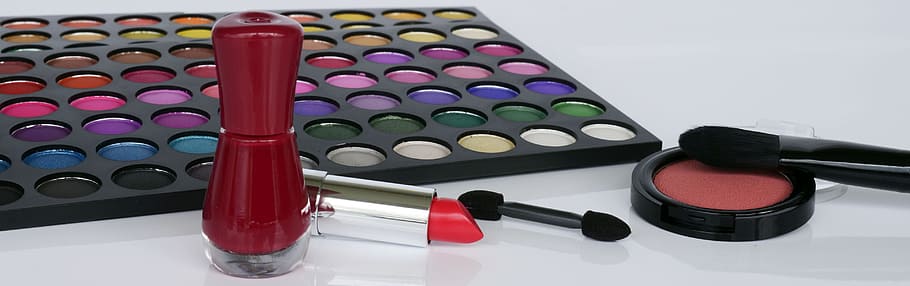 assorted palettes on white surface, eye shadow, color palette