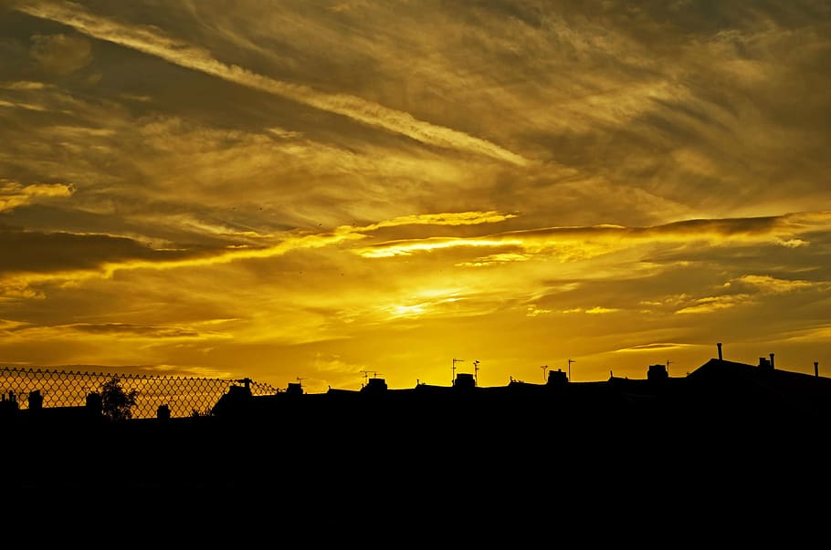 background, chimneys, city, clouds, cloudy, england, evening HD wallpaper