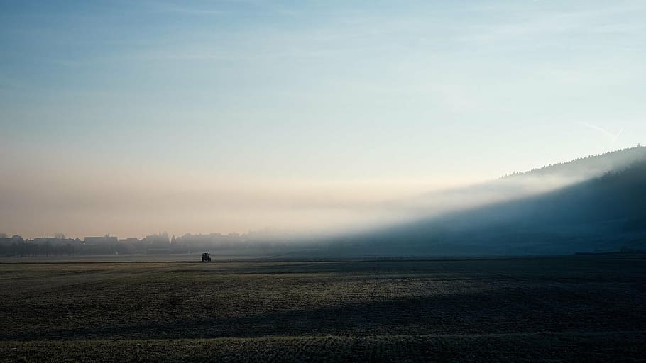 grass field horizon photo, landscape, nature, view, perspective HD wallpaper