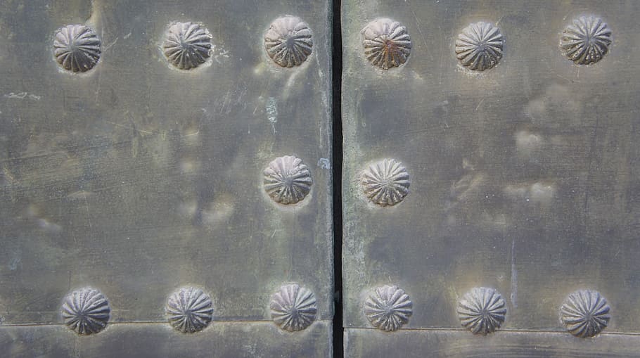 metal, door, nails, texture, backgrounds, no people, close-up HD wallpaper