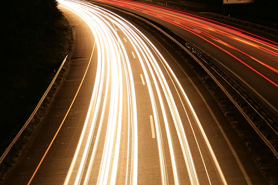 time lapse roadway, highway, at night, long, long exposure, spotlight, HD wallpaper